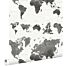 behang vintage wereldkaarten donkergrijs