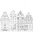 fotobehang getekende Amsterdamse grachtenhuisjes zwart en wit