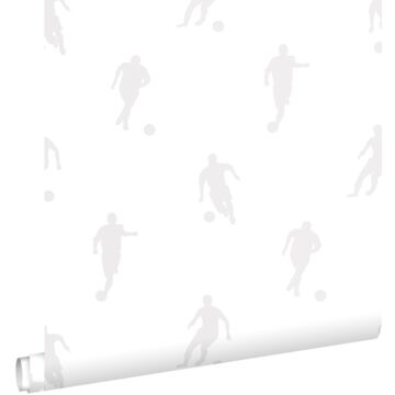 behang voetbalspelers zilver op wit