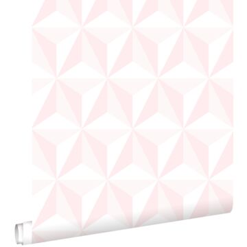 behang grafisch 3D motief licht roze