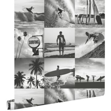 behang foto's van surfers donkergrijs