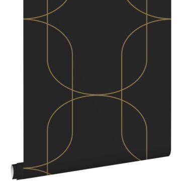 behang geometrische vormen zwart en goud
