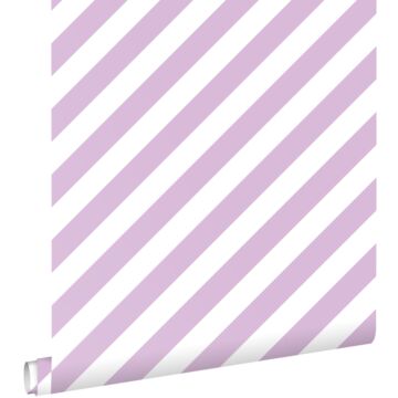 behang strepen lila paars en wit