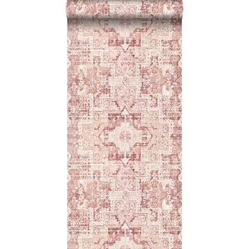 behang oosters kelim tapijt terracotta roze