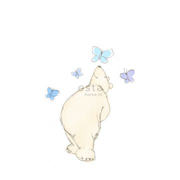 fotobehang een grote beer beige, blauw en paars