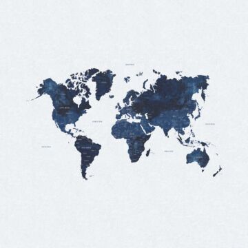 fotobehang vintage wereldkaart blauw
