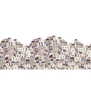 fotobehang mediterrane huisjes beige en grijs
