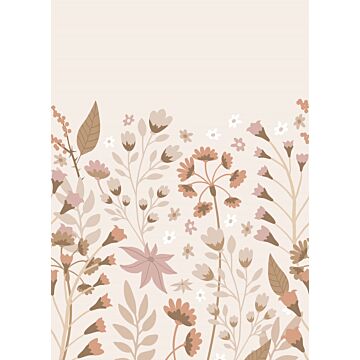 fotobehang bloemen beige, terracotta en roze